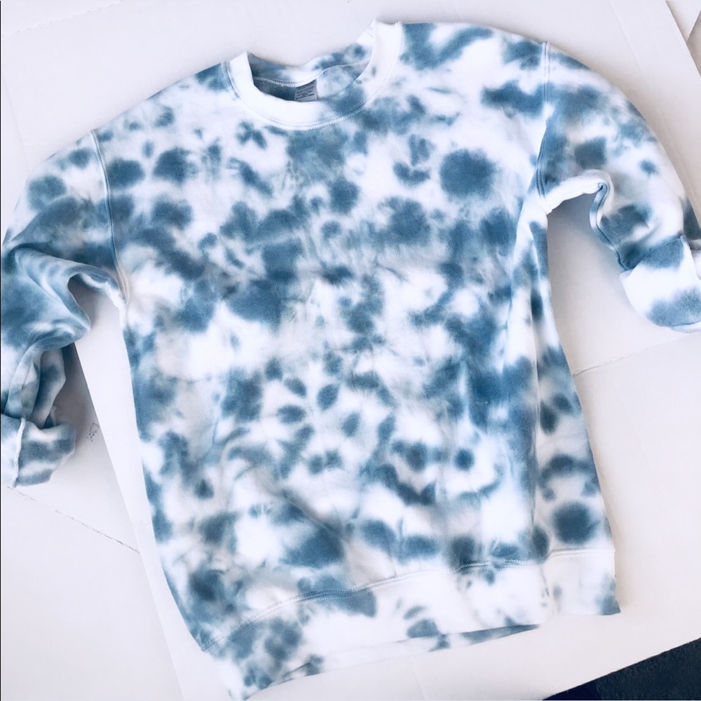 Custom Tie Dye Grey Blue Crewneck NEW - Picture 7 of 13